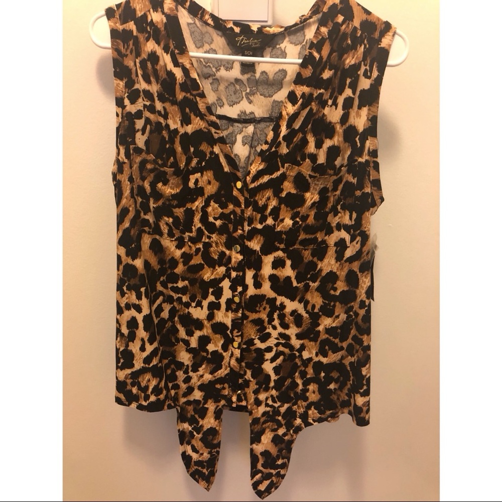 Thalia Sodi Brand Leopard Print Blouse.